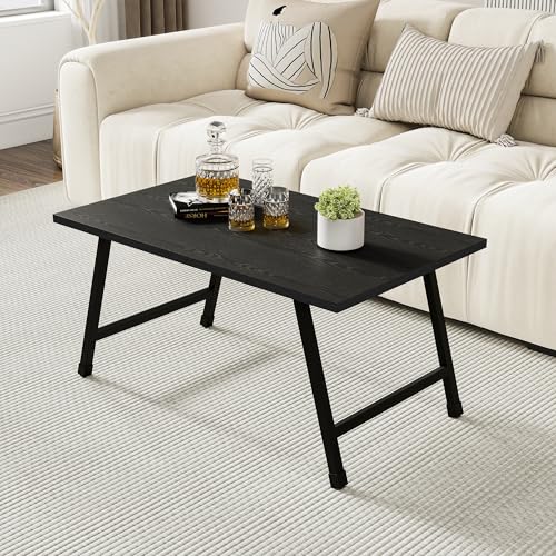 FOUBAM Rechteckiger Couchtisch,Klappbarer Niedriger Couchtisch,Stubentisch Stabiler Wohnzimmertisch Kaffeetisch Sofatisch für Wohnzimmer,Beistelltisch einfacher Aufbau Metall,Schwarz FOUBAM Rechteckiger Couchtisch,Klappbarer Niedriger Couchtisch,Stubentisch Stabiler Wohnzimmertisch Kaffeetisch Sofatisch für Wohnzimmer,Beistelltisch einfacher Aufbau Metall,Schwarz von FOUBAM