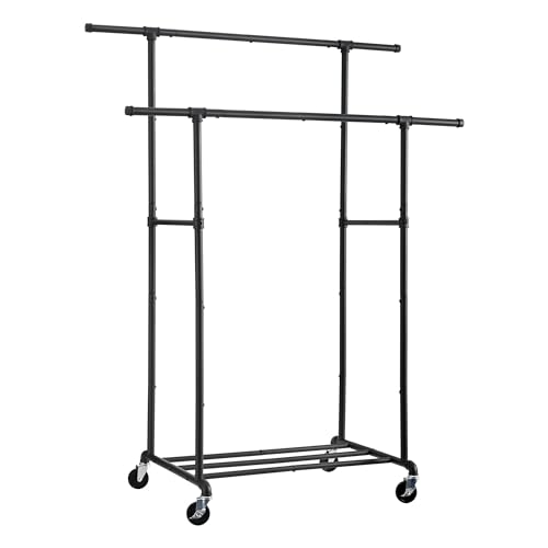 FOUCSSOMEI Robuster Kleiderständer, industrieller Rohr-Kleiderständer mit Regal, kommerzielle Qualität, zum Aufhängen von Kleidung, Lageranzeige, schwarz, 1YJ02B FOUCSSOMEI Robuster Kleiderständer, industrieller Rohr-Kleiderständer mit Regal, kommerzielle Qualität, zum Aufhängen von Kleidung, Lageranzeige, schwarz, 1YJ02B von FOUCSSOMEI