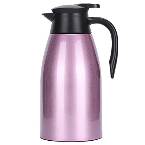 FOUF Wärmkanne, 2 L, Große Isolierte Innen-Edelstahl-Thermo-Kaffeeflasche, Home Office, Party, Outdoor, Camping, Kaffee-Teekanne mit Rutschfestem Boden und Drehbarem Deckel, Geschenk(Lila) von FOUF