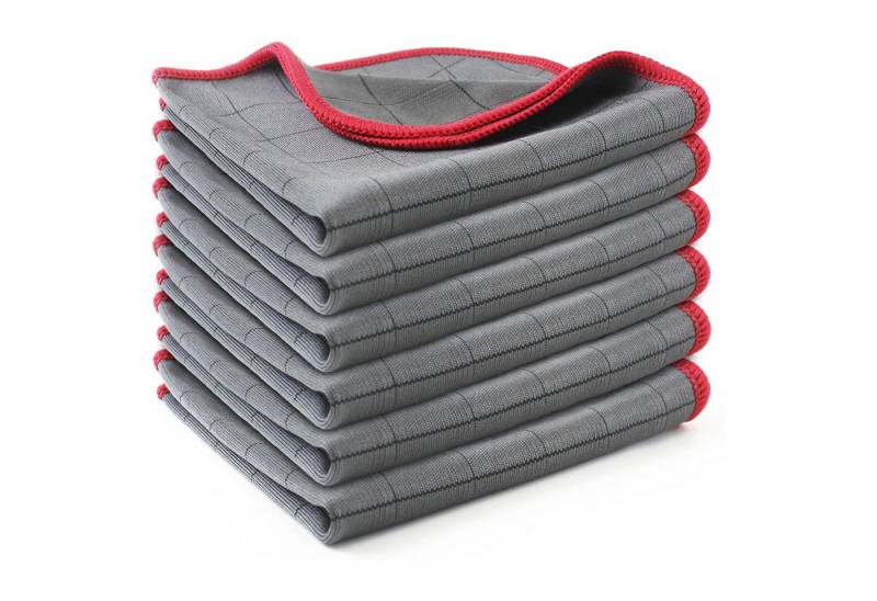 FOUORTUNATE-BEE 6 Stück Microfaser Putztuch Carbon Tücher Fusselfreies Poliertuch Reinigungstuch (Geschirrtücher Allzwecktücher Fenstertücher Mikrofasertuch, 6-tlg., 100% Mikrofaser, 30x30 cm, Allzwecktücher, Streifenfrei, Staubfrei Auto) von FOUORTUNATE-BEE