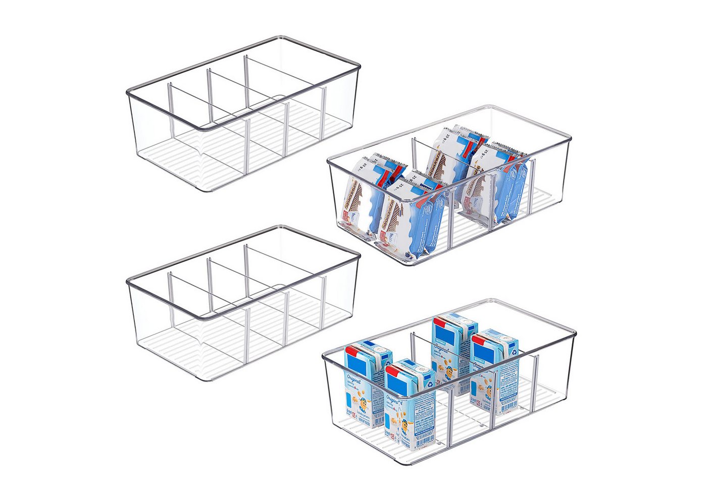 FOUORTUNATE-BEE Aufbewahrungsbox 4er-Set Kühlschrank-Aufbewahrungsboxen mit 4 variablen Fächern (4 St) von FOUORTUNATE-BEE