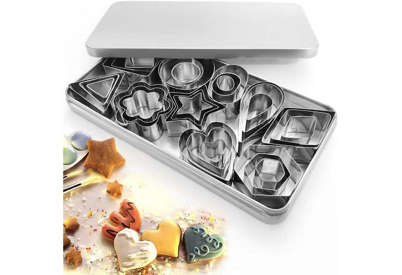 FOUORTUNATE-BEE Ausstechform 30 Stück Ausstechformen Weihnachten Set Plätzchenausstecher, Edelstahl, (Mini Keksausstecher Edelstahl Linzer Ausstecher Set, DIY Klein Ausstecher Weihnachten), für Tortendekorationen, Zuckerkuchen, und Kekse von FOUORTUNATE-BEE
