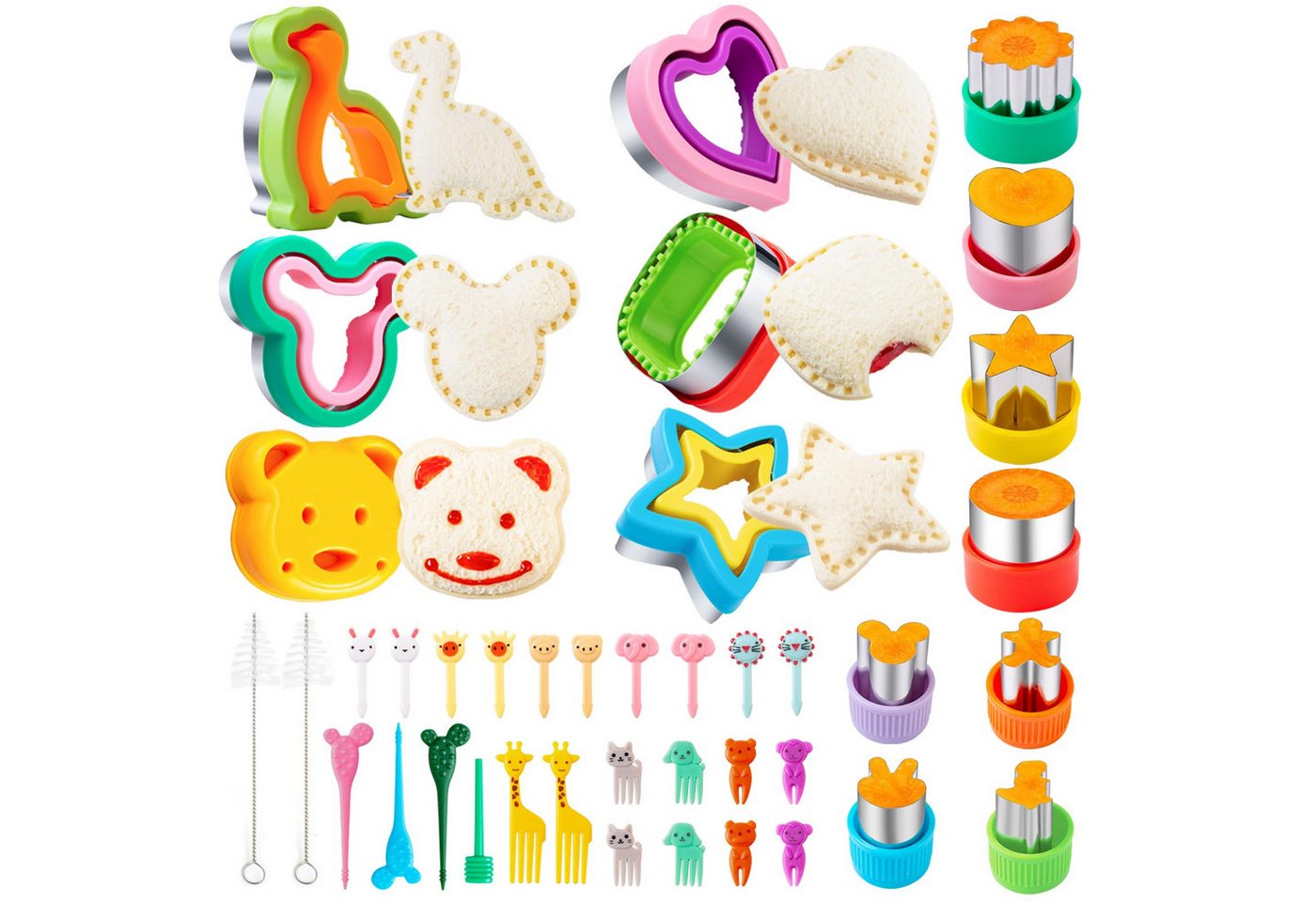 FOUORTUNATE-BEE Ausstechform 40 Stück Brot Ausstecher Ausstecher mit Food Picks, (Ausstechformen Ausstecher Brot und Gemüse, 40-St., Dinosaurier Bär Herz Quadrat Stern) von FOUORTUNATE-BEE