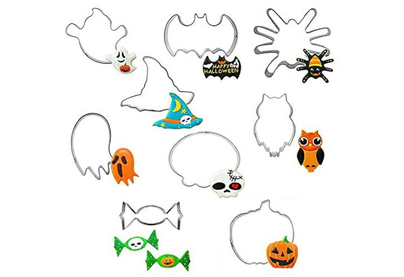 FOUORTUNATE-BEE Ausstechform 9 Stück Edelstahl Halloween Ausstecher Ausstechform Keksausstecher, Edelstahl, Kürbis/Hexenhut/Geist Halloweenkekse FOUORTUNATE-BEE Ausstechform 9 Stück Edelstahl Halloween Ausstecher Ausstechform Keksausstecher, Edelstahl, Kürbis/Hexenhut/Geist Halloweenkekse von FOUORTUNATE-BEE