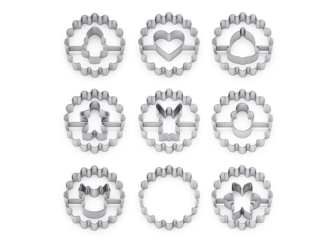 FOUORTUNATE-BEE Back-Set Plätzchen Ausstecher Set,9 Stück Keksausstecher Weihnachten, (9-tlg., Mini Ausstechformen Edelstahl Linzer, Klein Weihnachten Ausstecher), für Tortendekorationen, Zuckerkuchen,und Kekse von FOUORTUNATE-BEE