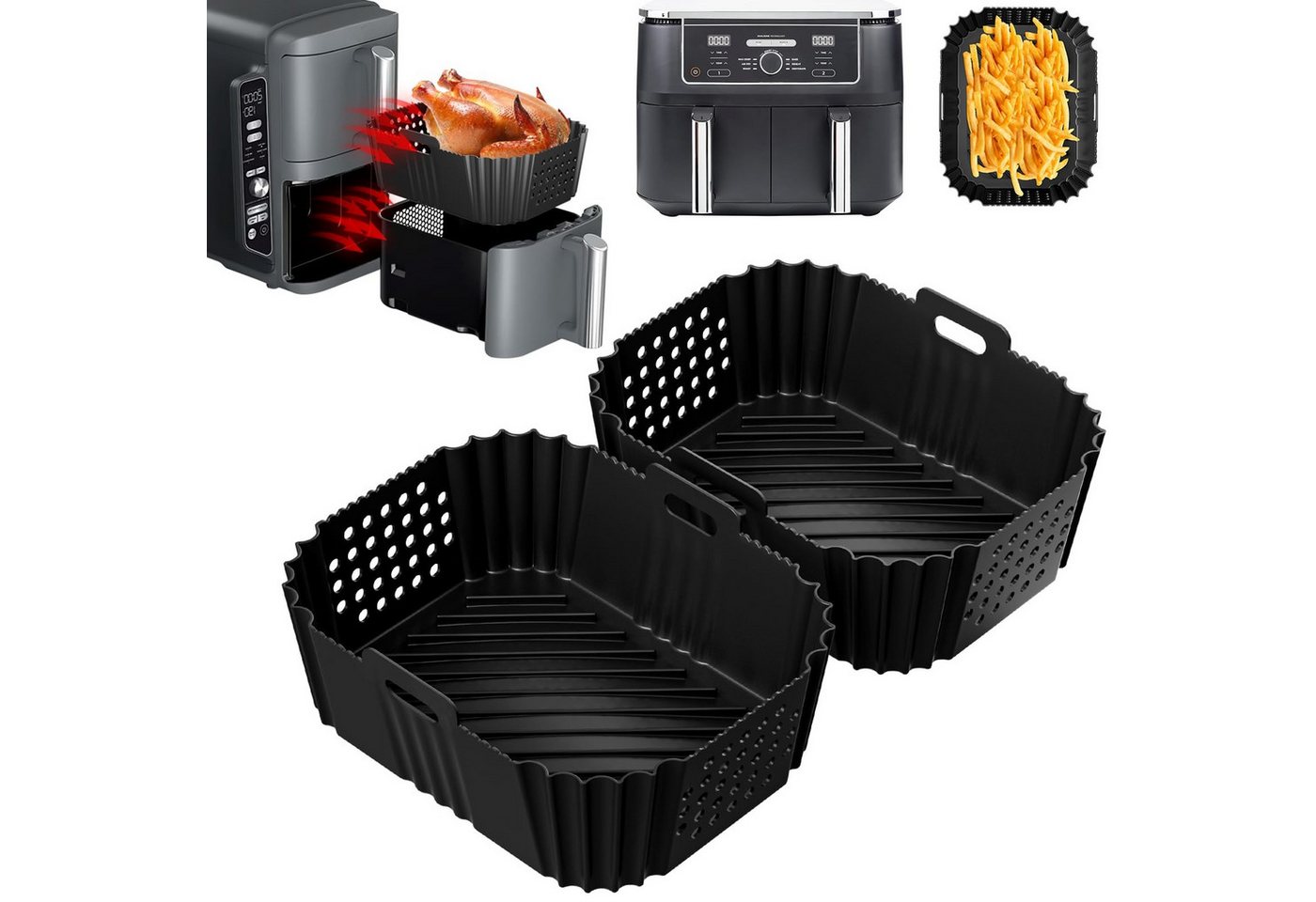 FOUORTUNATE-BEE Backform Silikonformen für Heißluftfritteuse, 2er-Set für Modelle SL401/SL400, (2-tlg) von FOUORTUNATE-BEE