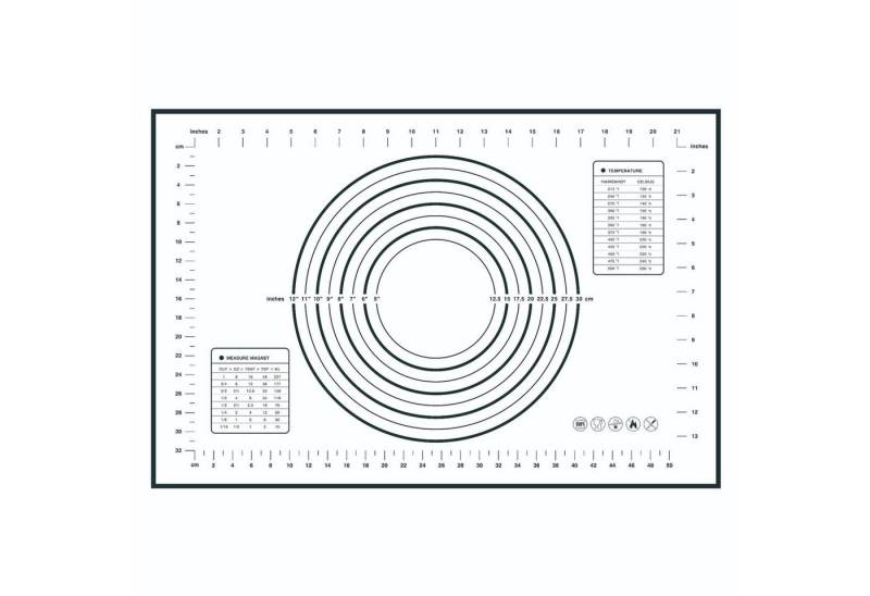 FOUORTUNATE-BEE Backmatte Silikon-Backmatte, wiederverwendbar, antihaftend und rutschfest, Mit Messlinien, Größe wählbar: 40×60 cm oder 60×80 cm, schwarz von FOUORTUNATE-BEE