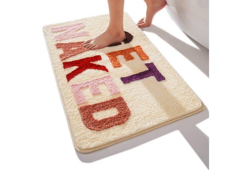 FOUORTUNATE-BEE Badematte Beiger Badteppich aus Mikrofaser, rutschfest & saugfähig von FOUORTUNATE-BEE