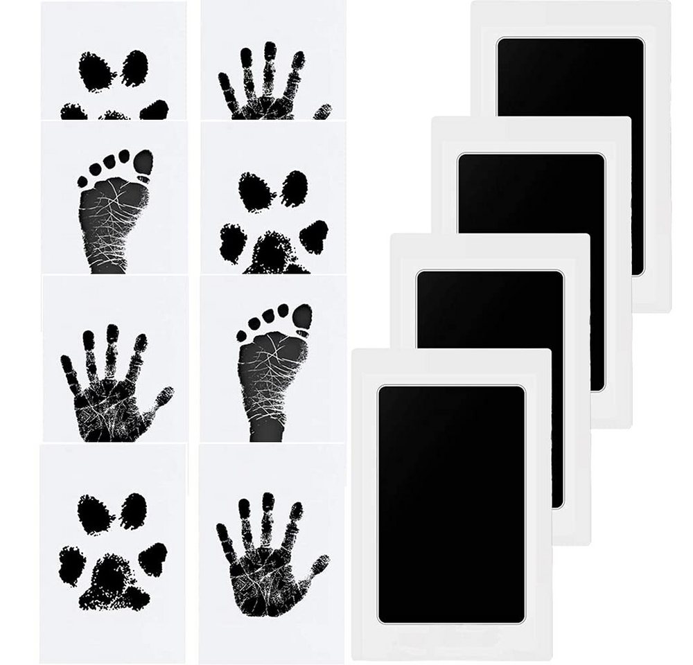 FOUORTUNATE-BEE Bilderrahmen Baby Handabdruck und Fußabdruck Set, (4 pcs Baby Fussabdruck Set, Baby Abdruckset für Neugeborene, Pfotenabdruck Set Hund, 4 St), Pfotenabdruck Set Katze, Clean Touch Stempelkissen für Baby Shower von FOUORTUNATE-BEE