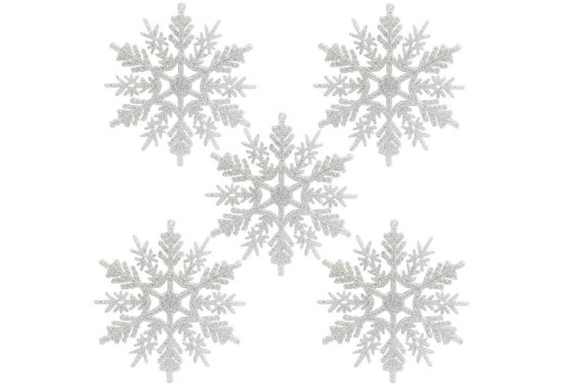 FOUORTUNATE-BEE Christbaumschmuck 24 x Schneeflocken Weihnachten Deko (24-tlg), für Weihnachtsbaum Glitzer Weiß Weihnachtsbaumschmuck von FOUORTUNATE-BEE