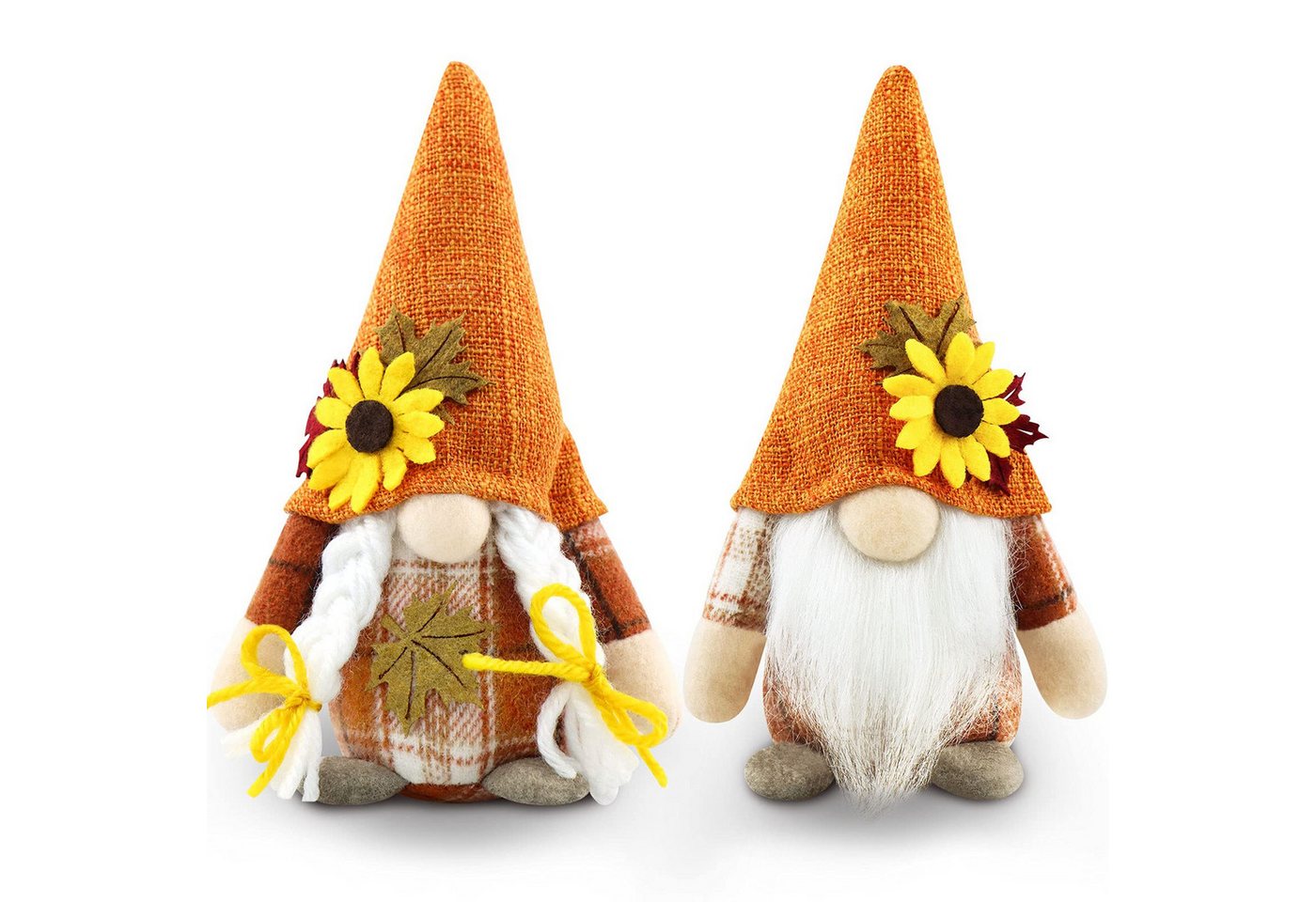 FOUORTUNATE-BEE Dekofigur 2 Stück Herbstdeko Wichtel Figuren Deko Herbst Dekoration (Autumn Zuhause Elf Statue Tomte Urlaub Küche Gestuftes Tablett Party-Dekorationen) von FOUORTUNATE-BEE