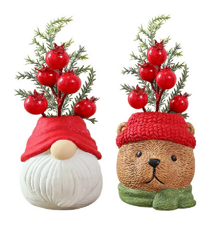 FOUORTUNATE-BEE Dekofigur 2er-Set Weihnachtsfiguren – Weihnachtsmann & Schneemann Deko, Festliche Tischdeko: 2er-Set Weihnachtsmann Schneemann Figuren von FOUORTUNATE-BEE