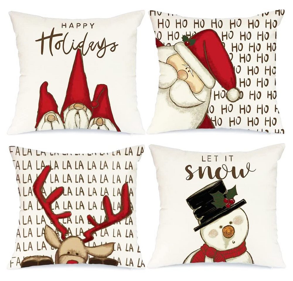FOUORTUNATE-BEE Dekokissen Weihnachtskissen Kissen Weihnachten Kissenbezug KissenhüLle, Weihnachtskissenbezug Dekokissen 40x40 cm Winter 4 Stück Decoration FOUORTUNATE-BEE Dekokissen Weihnachtskissen Kissen Weihnachten Kissenbezug KissenhüLle, Weihnachtskissenbezug Dekokissen 40x40 cm Winter 4 Stück Decoration von FOUORTUNATE-BEE