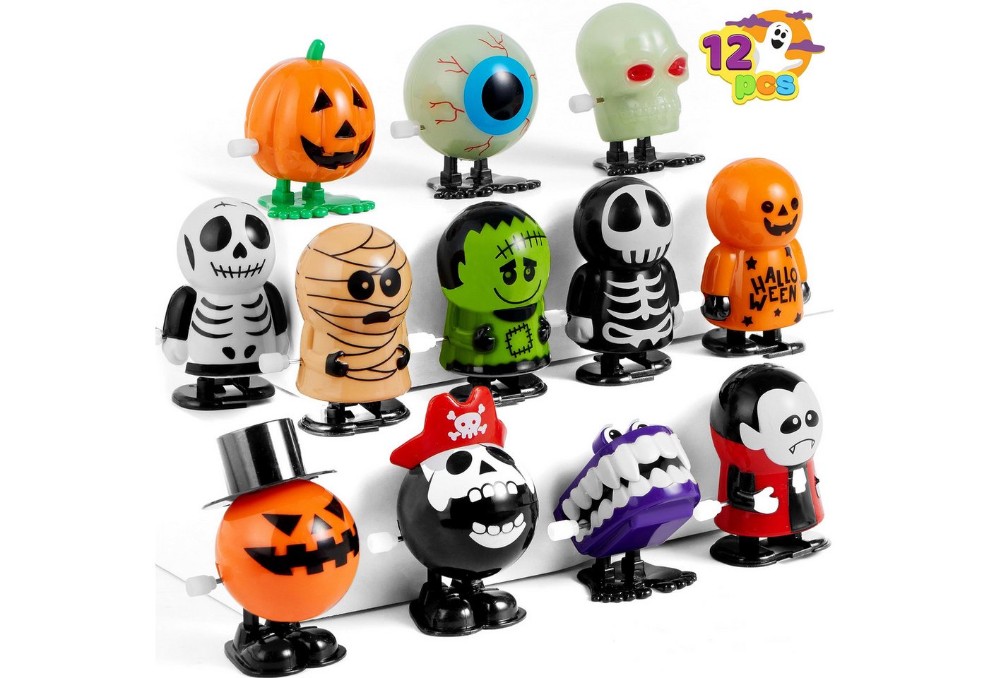 FOUORTUNATE-BEE Dekoobjekt 12 Stück Halloween-Aufziehspielzeuge für Halloween-Partygeschenke (12 St) von FOUORTUNATE-BEE