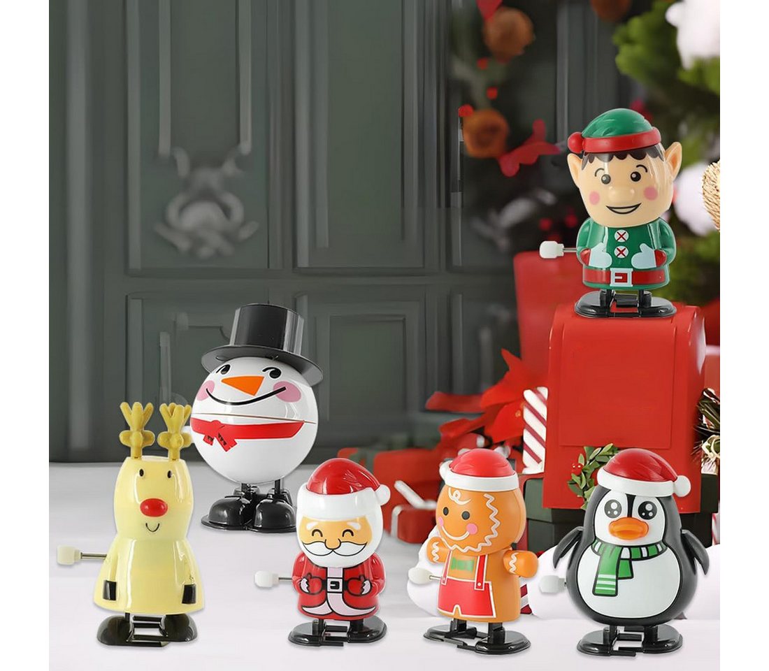 FOUORTUNATE-BEE Dekoobjekt 6 Stück Aufziehspielzeug Weihnachten Uhrwerk Spielzeug Aufziehfigur (Adventskalender Füllung, Weihnachts Wind Up Springspielzeug, 6 St., Mitgebsel Kleinigkeiten Geschenke für Kinder Erwachsene) von FOUORTUNATE-BEE