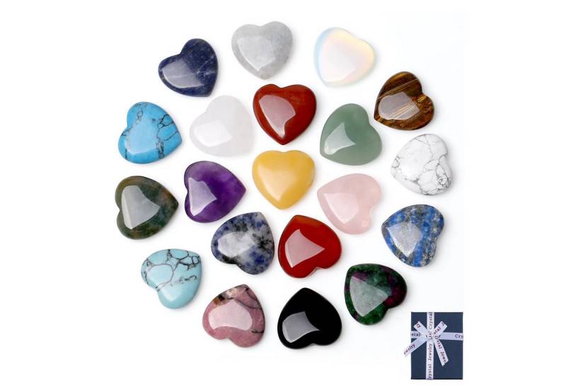 FOUORTUNATE-BEE Edelstein 20 Stück Kristalle Herz Stein Glückssteine Chakra Balancing von FOUORTUNATE-BEE