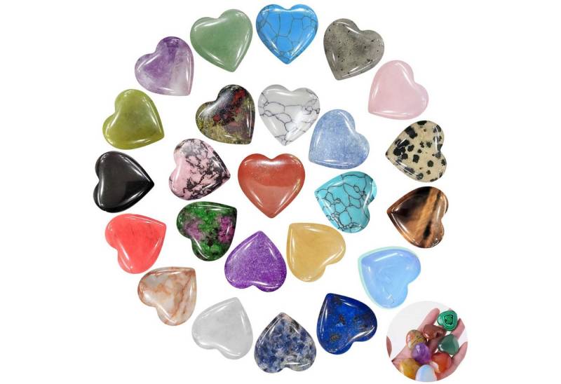 FOUORTUNATE-BEE Edelstein 24 Stück Herz Stein Kristall Edelsteine Heilung Meditation Chakra, (24-St) von FOUORTUNATE-BEE