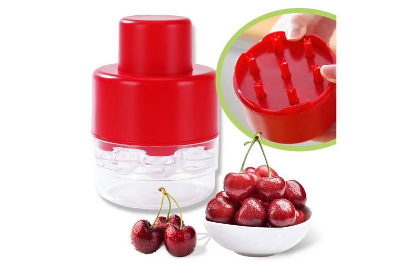 FOUORTUNATE-BEE Entkerner 7-in-1 Kirschentkerner Werkzeug, (Tragbarer Push-Down-Kirschensamenentferner, kein Griff-Design für Küche, Picknick) von FOUORTUNATE-BEE