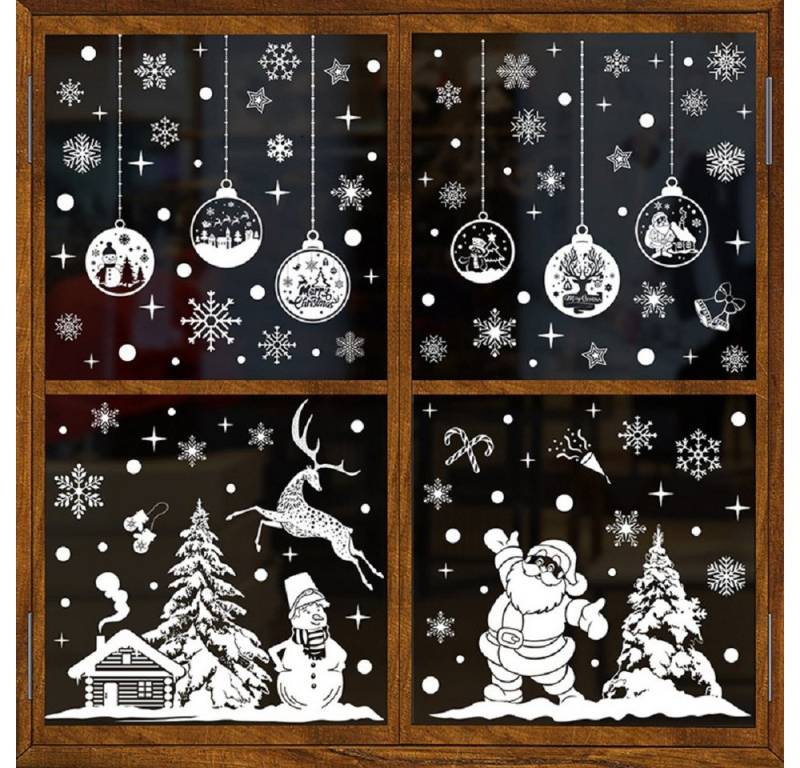FOUORTUNATE-BEE Fenstersticker Weiße Schneeflocken-Weihnachtsfensteraufkleber für Winterdeko, Selbstklebende Fenstersticker mit Weihnachtsmann FOUORTUNATE-BEE Fenstersticker Weiße Schneeflocken-Weihnachtsfensteraufkleber für Winterdeko, Selbstklebende Fenstersticker mit Weihnachtsmann von FOUORTUNATE-BEE