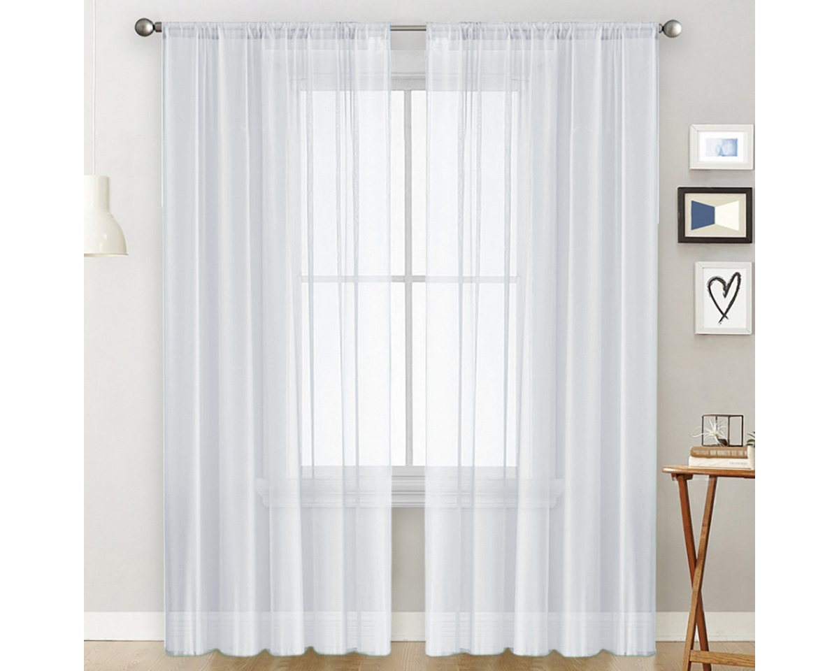 FOUORTUNATE-BEE Gardine 2er-Set weiße halbtransparente Vorhänge, Lichtfilter & Privatsphäre, Zarte Fensterstores für warmes Ambiente, leicht aufzuhängen von FOUORTUNATE-BEE
