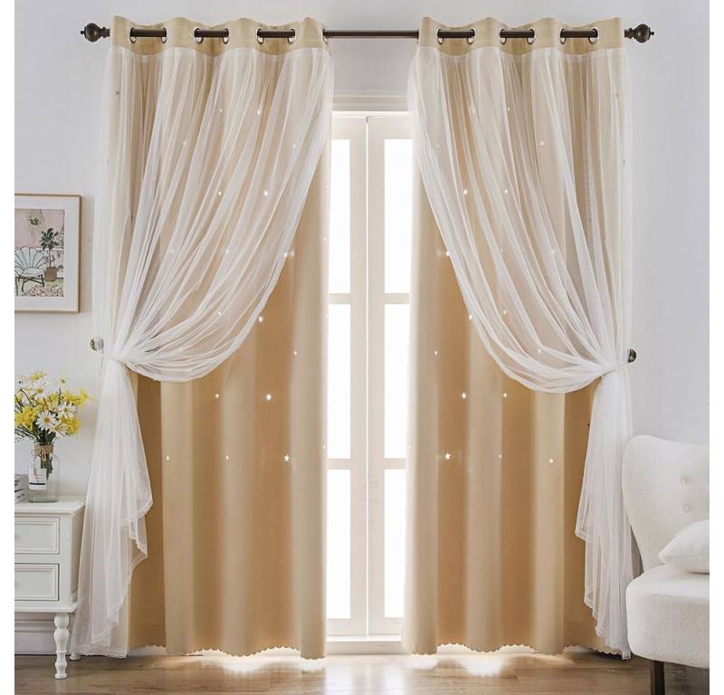 FOUORTUNATE-BEE Gardine Vorhänge Blickdicht Kinderzimmer Halbtransparent, (1 St), Geeignet für Schlafzimmer und Wohnzimmer von FOUORTUNATE-BEE