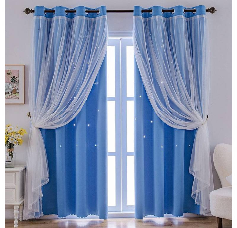 FOUORTUNATE-BEE Gardine Vorhänge Blickdicht Kinderzimmer Halbtransparent, (2 St), Geeignet für Schlafzimmer und Wohnzimmer von FOUORTUNATE-BEE