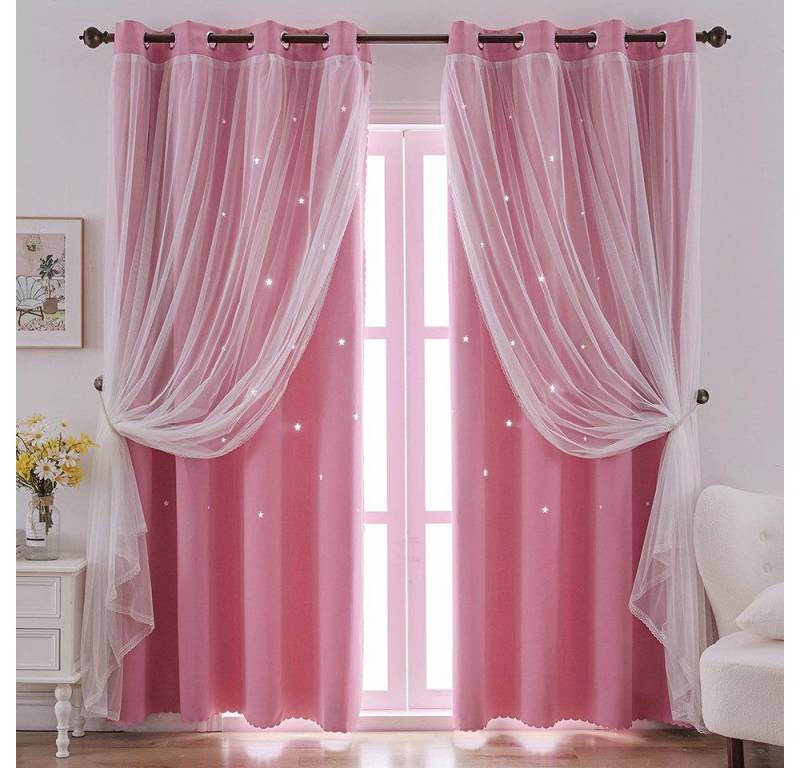FOUORTUNATE-BEE Gardine Vorhänge Blickdicht Kinderzimmer Halbtransparent, (2 St), Geeignet für Schlafzimmer und Wohnzimmer von FOUORTUNATE-BEE