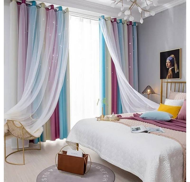 FOUORTUNATE-BEE Gardine Vorhänge Blickdicht Kinderzimmer Halbtransparent, (2 St), Geeignet für Schlafzimmer und Wohnzimmer von FOUORTUNATE-BEE