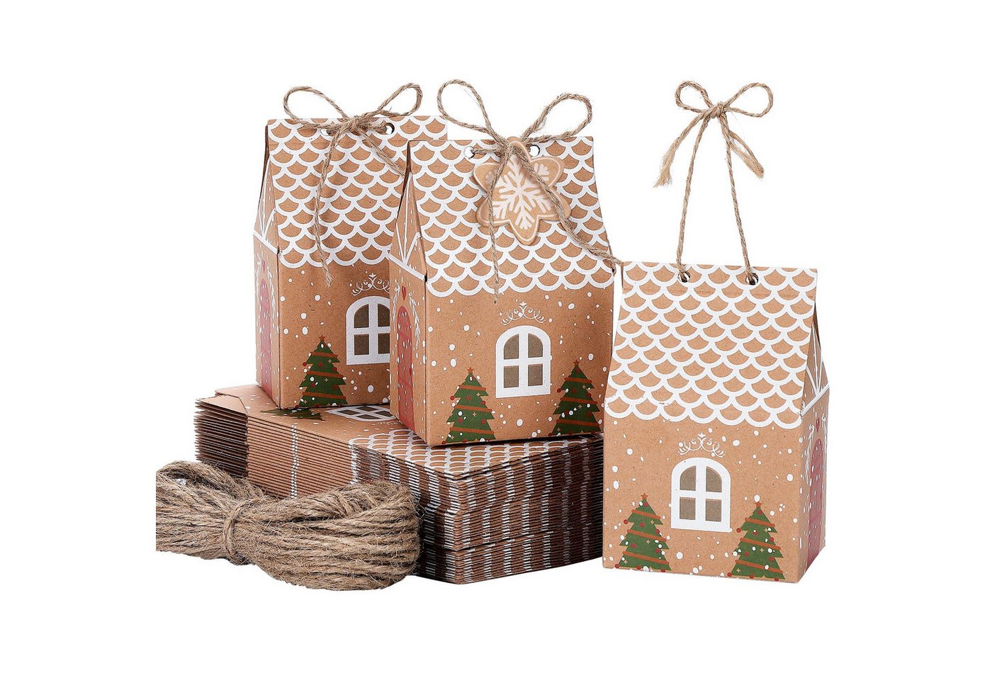 FOUORTUNATE-BEE Geschenkbox 50 Stück Weihnachten Party Geschenkboxen (Mitbringsel Taschen, Papier-Treat-Boxen, 50 St., für Partydekorationen Adventskalender DIY) von FOUORTUNATE-BEE