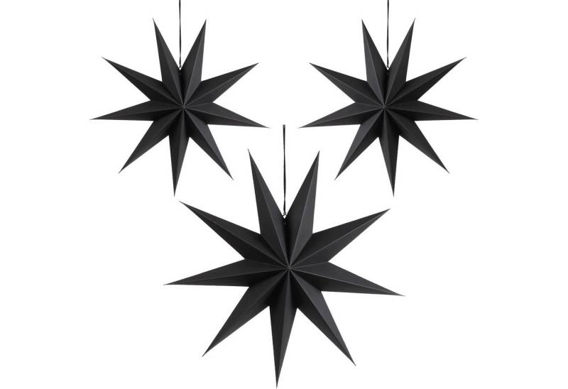 FOUORTUNATE-BEE Hängedekoration 30cm Papier Stern Schwarz 3er Set (Faltsterne Dekoration Neuneck Weihnachtsstern Deko) von FOUORTUNATE-BEE