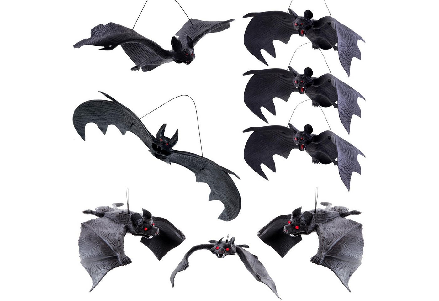 FOUORTUNATE-BEE Hängedekoration Halloween Deko Fledermaus Set, 8 Stück 3D Fledermäuse Hängend (Gruselig Outdoor Indoor, 8 St., Horror Dekoration Für Garten Fenster Tür Baum Draußen) von FOUORTUNATE-BEE