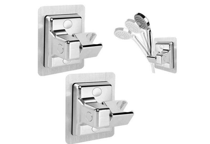 FOUORTUNATE-BEE Handbrause 2er-Set selbstklebender, verstellbarer Duschkopfhalter ohne Bohren, 360° drehbare Wandhalterung für Handbrausen, einfache Montage von FOUORTUNATE-BEE