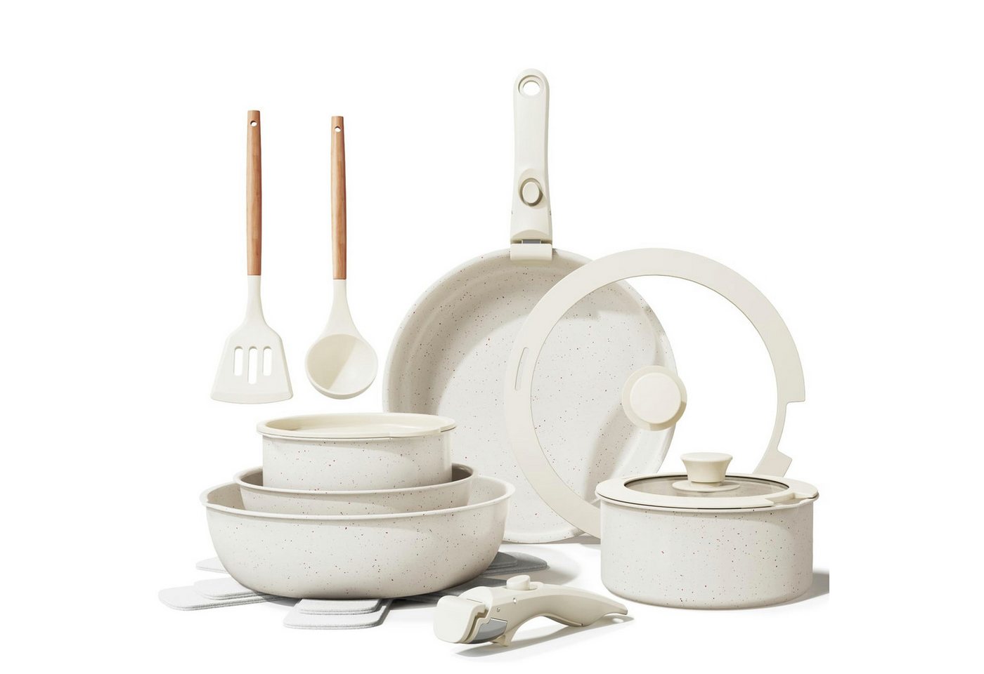 FOUORTUNATE-BEE Pfannen-Set Topfsets Pfannenset 16-Teilig Antihaft-Keramik-Kochgeschirr-Set von FOUORTUNATE-BEE