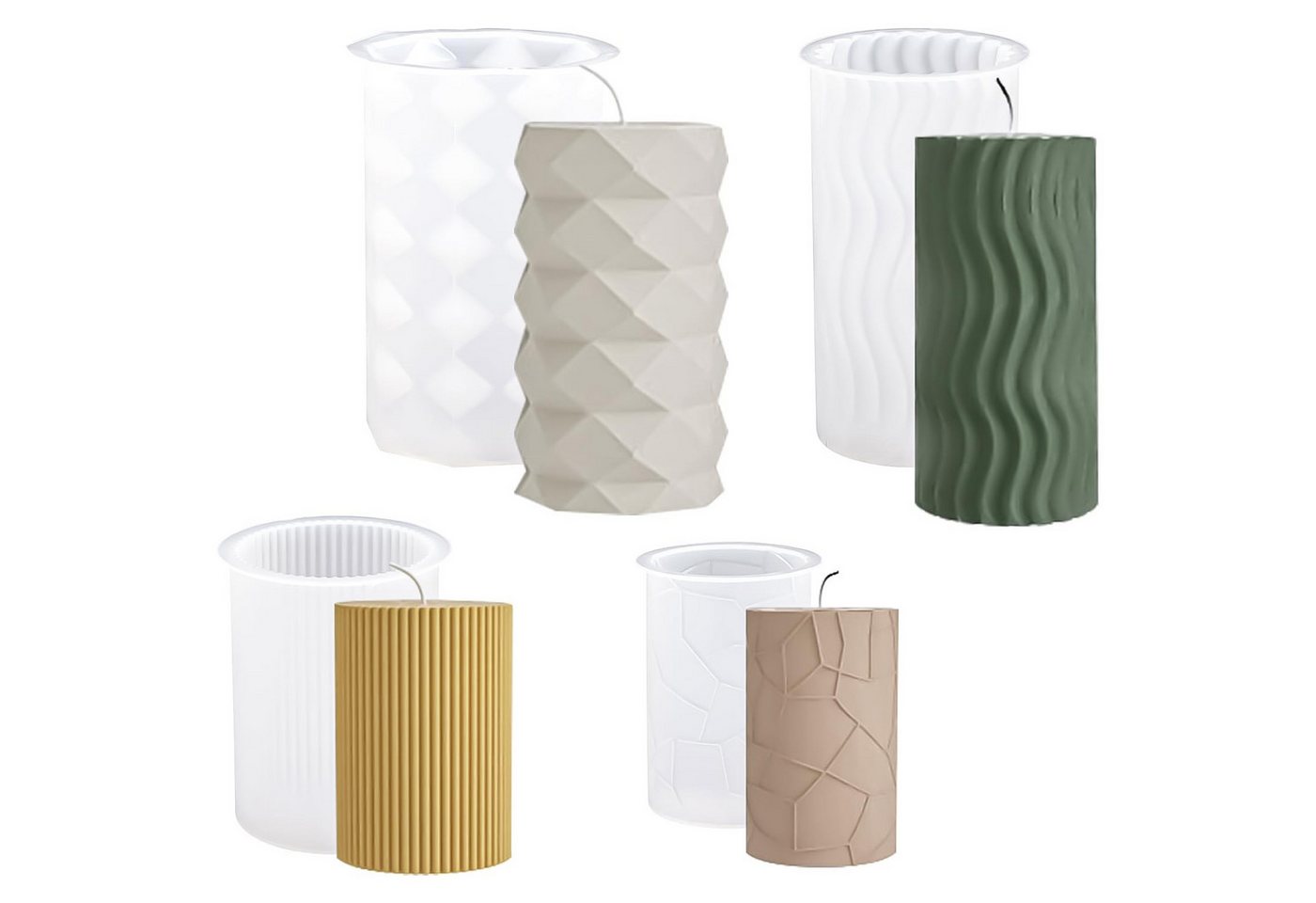 FOUORTUNATE-BEE Silikonform 4 Stück Kerzenform Silikon Kerzenformen Zum Gießen Set, (DIY Kerzen Formen Gießform für Weihnachten 4-tlg) von FOUORTUNATE-BEE