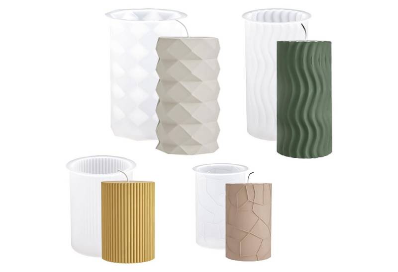 FOUORTUNATE-BEE Silikonform 4 Stück Kerzenform Silikon Kerzenformen Zum Gießen Set, (DIY Kerzen Formen Gießform für Weihnachten 4-tlg) von FOUORTUNATE-BEE