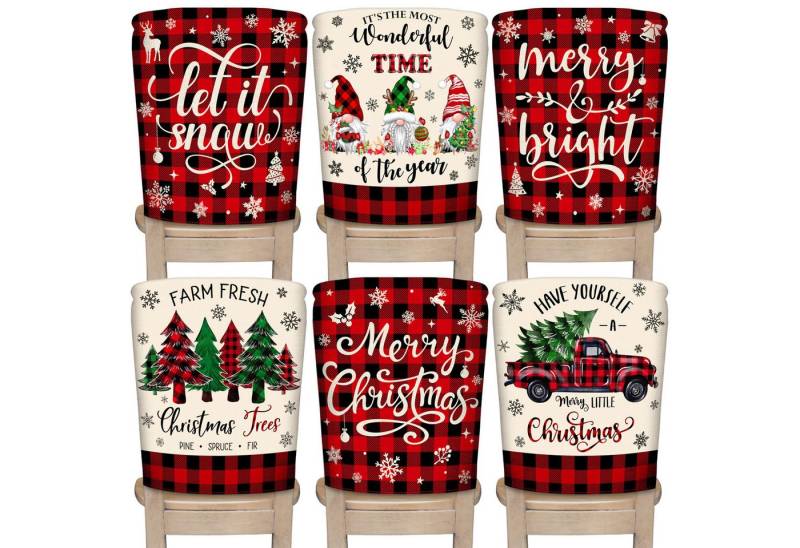 FOUORTUNATE-BEE Stuhlhusse 6-teiliges Weihnachts-Stuhlhussen-Set für Festtagsdekoration, Schutzbezüge für Esszimmerstühle, perfekte Deko für Küche und Partys FOUORTUNATE-BEE Stuhlhusse 6-teiliges Weihnachts-Stuhlhussen-Set für Festtagsdekoration, Schutzbezüge für Esszimmerstühle, perfekte Deko für Küche und Partys von FOUORTUNATE-BEE