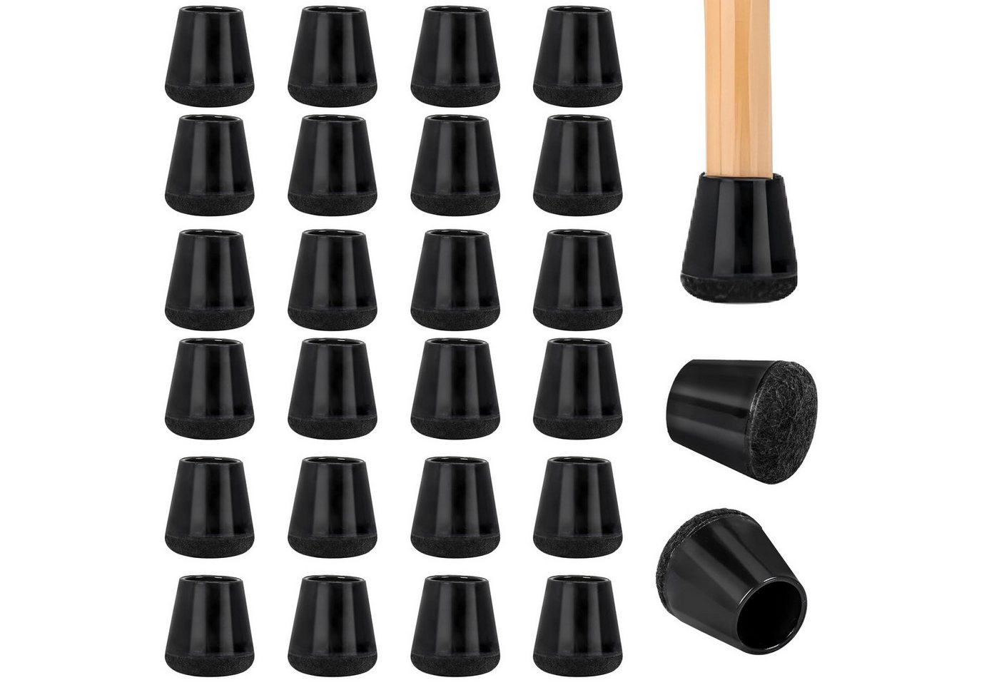 FOUORTUNATE-BEE Stuhlhusse Stuhlbeinkappen, Stuhlbeinschoner mit Filz, Schwarzes Silikon, runde Schwarze Bodenschutz für Hartholzböden, Fliesenböden FOUORTUNATE-BEE Stuhlhusse Stuhlbeinkappen, Stuhlbeinschoner mit Filz, Schwarzes Silikon, runde Schwarze Bodenschutz für Hartholzböden, Fliesenböden von FOUORTUNATE-BEE