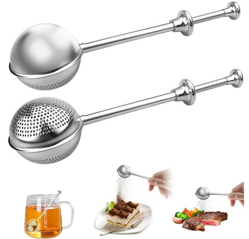 FOUORTUNATE-BEE Teesieb Teezange 2 Stück Teesieb für Losen Tee, (Teaballs mit Teleskopgriff, Teeei 304 Edelstahl, Teezange, Tee Sieb, Tea Infuser, Edelstahl-Mehlsieb-Staubwedel - Zucker, Mehl, Gewürze, Kakaopulver, 2-St) von FOUORTUNATE-BEE