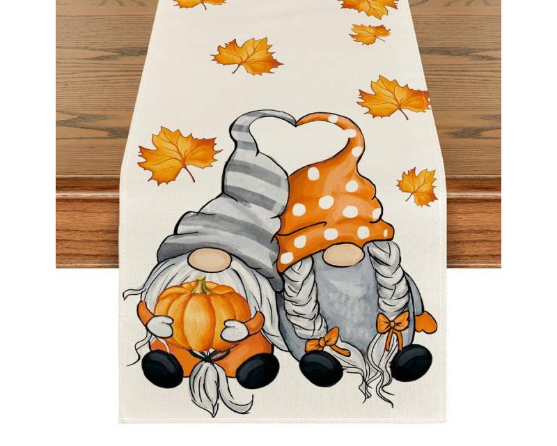 FOUORTUNATE-BEE Tischläufer Kürbisse Ahornblätter Herbst Tischläufer (Saisonnal Küche Tisch Dekoration Drinnen Urlaub Party Dekor 40x140 cm) von FOUORTUNATE-BEE