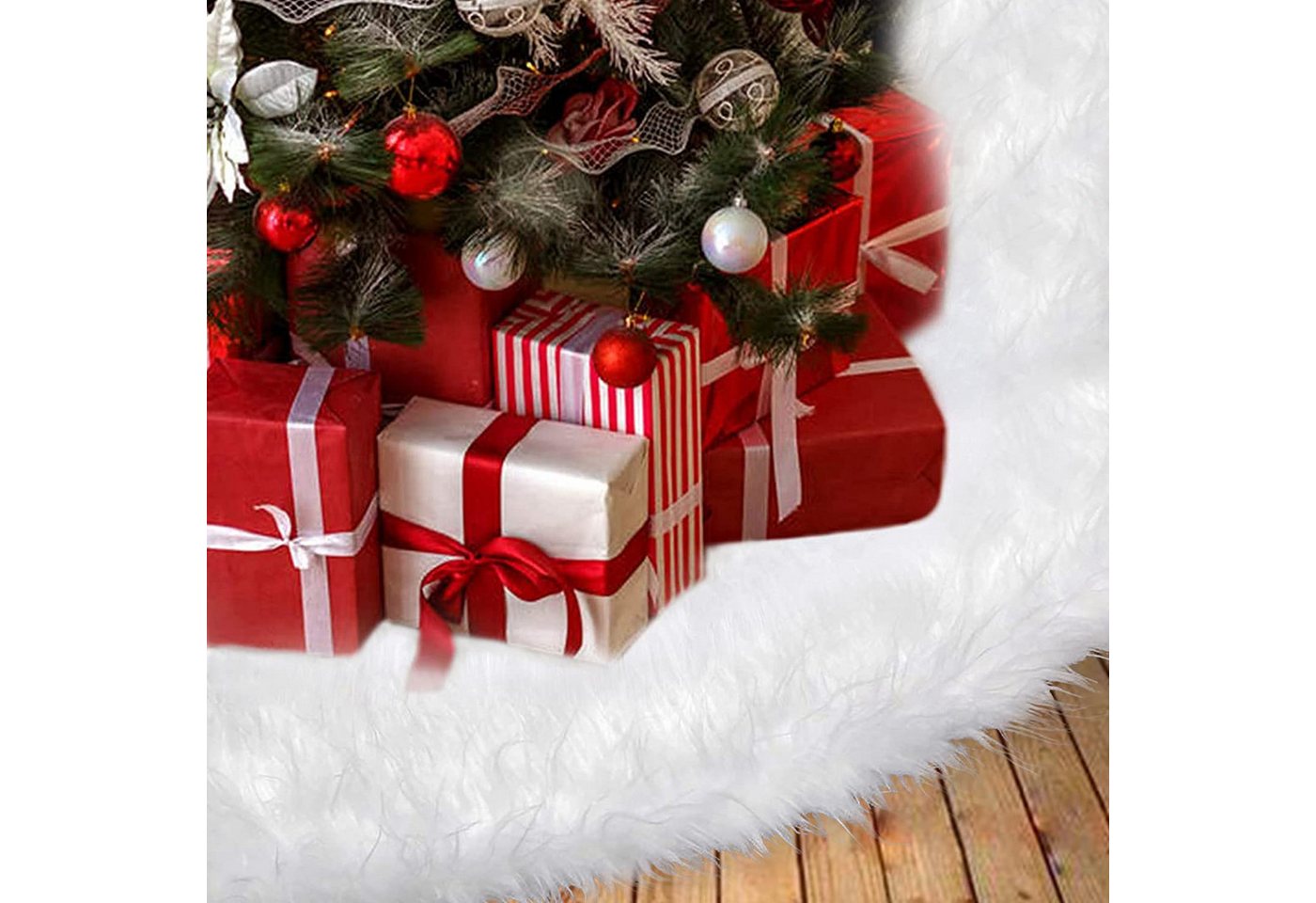 FOUORTUNATE-BEE Weihnachtsbaumdecke Runde Form Schneeflocke Weiß Plüsch Christbaumständer Teppich, für Weihnachtsfeiertag Dekorationen Weihnachtsbaumrock Baumdecke FOUORTUNATE-BEE Weihnachtsbaumdecke Runde Form Schneeflocke Weiß Plüsch Christbaumständer Teppich, für Weihnachtsfeiertag Dekorationen Weihnachtsbaumrock Baumdecke von FOUORTUNATE-BEE