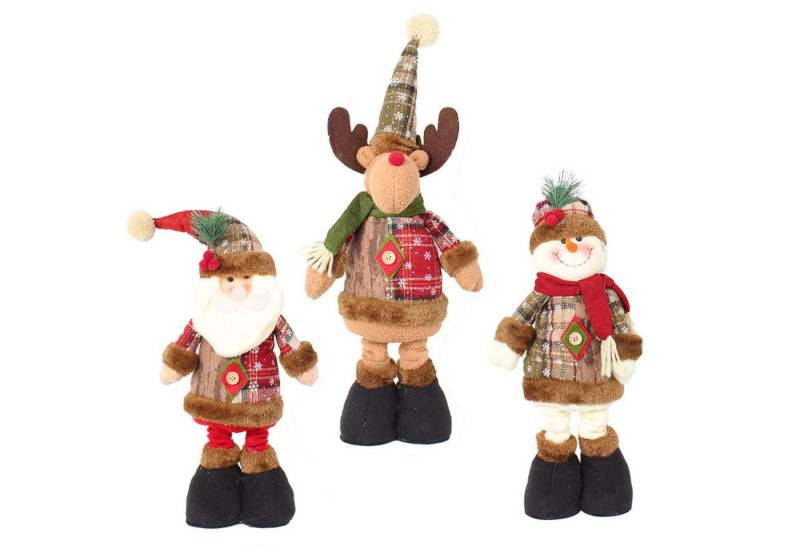 FOUORTUNATE-BEE Weihnachtsmann 3er Set Weihnachtsfiguren – Weihnachtsmann, Schneemann & Rentier Deko (3 St), Plüsch Weihnachtsdeko für Tisch, Kamin & Wohnzimmer. von FOUORTUNATE-BEE