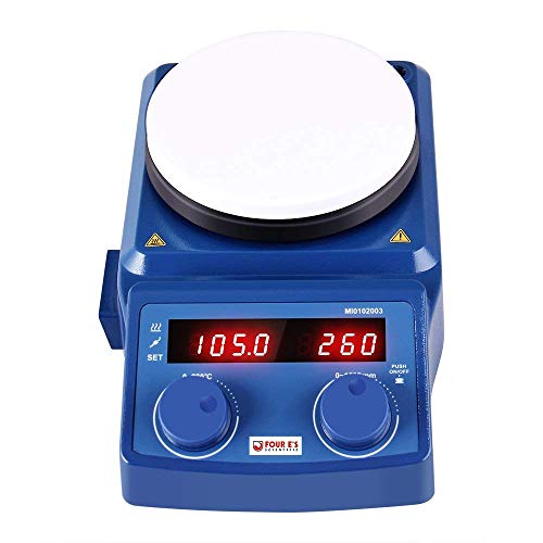 FOUR E'S SCIENTIFIC Magnetrührer mit Heizplatte 5L Magnetic Stirrer Hot Plate Mixer 100-1500RPM 280°C/ 536°F LED-Display Labor Rührer mit PT1000 Temp Sensor(Halterung nicht Einschließen) von FOUR E'S SCIENTIFIC