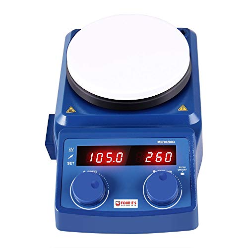 FOUR E'S SCIENTIFIC 5L Magnetrührer mit Heizplatte 280°C/ 536°F Magnetic Stirrer Hot Plate Mixer 100-1500RPM 5000mL LED-Display Labor Rührer mit PT1000 Temp Sensor(Halterung nicht Einschließen) von FOUR E'S SCIENTIFIC