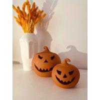 Keramik Kürbis, Halloween Dekor, Jack O Lantern, Terrakotta Geschenk, Handgemachte Kürbis Kerzenhalter, Muttertagsgeschenk von FOURHANDSS