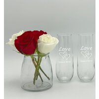 2Er Set Stemless Toast Flöten, Valentinstag, Hochzeit, Verlobung, Jubiläum, Champagne Gläser, Champagner, Gelübde Erneuerung von FOURSEASONLASERGIFTS