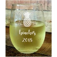 Laser Geätztes Stammloses Weinglas, Aloha Ananas-Design, Strandgeschenk Laser Geätztes Stammloses Weinglas, Aloha Ananas-Design, Strandgeschenk von FOURSEASONLASERGIFTS