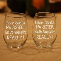 Schwester Weinglas, 1 Glas, Geschenk Für Schwester, Lustiges Urlaub Santa Weihnachtsgeschenk von FOURSEASONLASERGIFTS