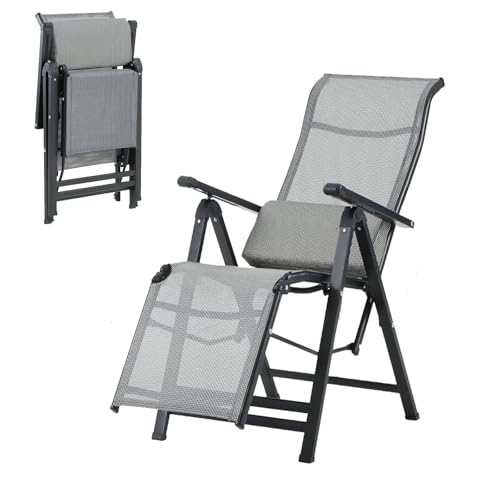 FOVEYZJ Schwimmbad Liegestuhl,Alu Hohe Rückenlehne Gartenliege klappbar perfekt für Nickerchen Relax Balkon Terrassenstuhl mit Verstellbarer Lendenkissen - 200 KG Traglast(Set of 1) von FOVEYZJ