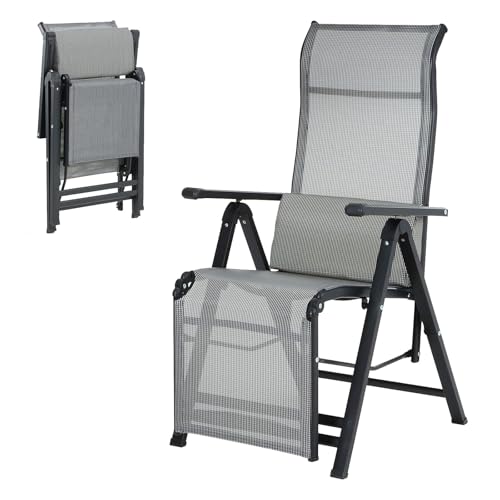 FOVEYZJ Liegestuhl klappbar mit Armlehnen,Sonnenliege aus Rostfreiem Aluminium Ergonomisch Gartenliege Atmungsaktiv Komfortabel Verstellbar bis 200 kg Belastbar (1) von FOVEYZJ