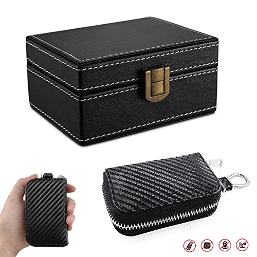 FOVNOT Autoschlüssel Schutz Keyless Box Faraday Diebstahlschutz Keyless Go Schutz Für Autoschlüssel Hülle RFID Abschirmbox, Keyless Go Schutz Autoschlüssel Box (1 Faraday Box + 1 Faraday Bag) von FOVNOT